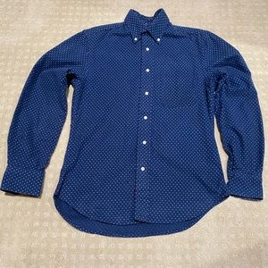 Gitman Bros. Vintage Navy Dot Flannel Size Small